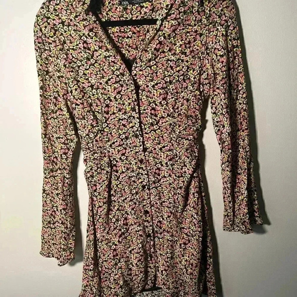 NWT ZARA floral button up mini dress S - Picture 4 of 9